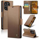 For Xiaomi Redmi Note 13 Pro 4G CaseMe 023 Butterfly Buckle Litchi Texture RFID Anti-theft Leather Phone Case(Brown) - 1