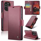 For Xiaomi Redmi Note 13 Pro 4G CaseMe 023 Butterfly Buckle Litchi Texture RFID Anti-theft Leather Phone Case(Wine Red) - 1