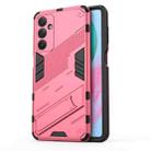 For Samsung Galaxy M34 India Punk Armor 2 in 1 PC + TPU Phone Case with Holder(Light Red) - 1