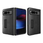 For Google Pixel Fold Litchi Texture Integrated Shockproof Phone Case with Holder(Carbon Fibre Black) - 1