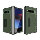 For Google Pixel Fold Twill Texture Integrated Shockproof Phone Case with Holder(Green) - 1