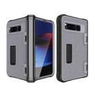 For Google Pixel Fold Twill Texture Integrated Shockproof Phone Case with Holder(Grey) - 1