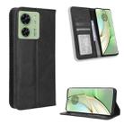 For Motorola Edge 40 Magnetic Buckle Retro Texture Leather Phone Case(Black) - 1