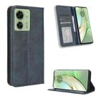 For Motorola Edge 40 Magnetic Buckle Retro Texture Leather Phone Case(Blue) - 1