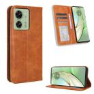 For Motorola Edge 40 Magnetic Buckle Retro Texture Leather Phone Case(Brown) - 1