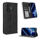 For Realme GT Neo5 SE Magnetic Buckle Retro Texture Leather Phone Case(Black) - 1