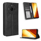 For Realme 11 5G Magnetic Buckle Retro Texture Leather Phone Case(Black) - 1