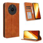 For Realme 11 5G Magnetic Buckle Retro Texture Leather Phone Case(Brown) - 1
