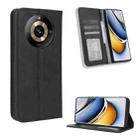 For Realme 11 Pro / 11 Pro+ Magnetic Buckle Retro Texture Leather Phone Case(Black) - 1