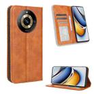 For Realme 11 Pro / 11 Pro+ Magnetic Buckle Retro Texture Leather Phone Case(Brown) - 1