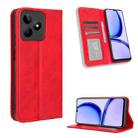 For Realme C53 / Narzo N53 4G Magnetic Buckle Retro Texture Leather Phone Case(Red) - 1