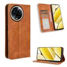 For Realme 11 5G Foreign / 11X Magnetic Buckle Retro Texture Leather Phone Case(Brown) - 1