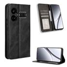 For Realme GT5 5G Magnetic Buckle Retro Texture Leather Phone Case(Black) - 1
