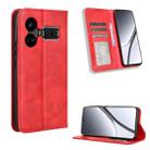 For Realme GT5 5G Magnetic Buckle Retro Texture Leather Phone Case(Red) - 1