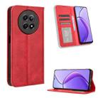 For Realme 12 / 12X 5G Magnetic Buckle Retro Texture Leather Phone Case(Red) - 1