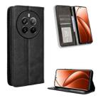 For Realme 12+ 5G Magnetic Buckle Retro Texture Leather Phone Case(Black) - 1