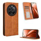 For Realme 12+ 5G Magnetic Buckle Retro Texture Leather Phone Case(Brown) - 1
