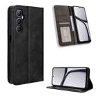 For Realme C65 4G Magnetic Buckle Retro Texture Leather Phone Case(Black) - 1