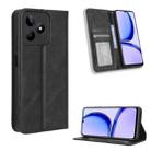 For Realme Note 50 4G Magnetic Buckle Retro Texture Leather Phone Case(Black) - 1