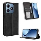 For Realme C63 4G / C61 4G / Narzo N63 4G Magnetic Buckle Retro Texture Leather Phone Case(Black) - 1