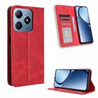 For Realme C63 4G / C61 4G / Narzo N63 4G Magnetic Buckle Retro Texture Leather Phone Case(Red) - 1