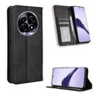 For Realme 13+ 5G Global Magnetic Buckle Retro Texture Leather Phone Case(Black) - 1