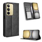 For Realme C75 4G Magnetic Buckle Retro Texture Leather Phone Case(Black) - 1