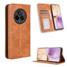 For Realme 14 Pro 5G Magnetic Buckle Retro Texture Leather Phone Case(Brown) - 1