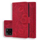 For Samsung Galaxy S20 Ultra Embossed Sunflower Pattern Horizontal Flip PU Leather Case with Holder & Card Slots & Wallet & Lanyard(Red) - 1