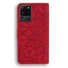 For Samsung Galaxy S20 Ultra Embossed Sunflower Pattern Horizontal Flip PU Leather Case with Holder & Card Slots & Wallet & Lanyard(Red) - 3