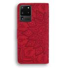 For Samsung Galaxy S20 Ultra Embossed Sunflower Pattern Horizontal Flip PU Leather Case with Holder & Card Slots & Wallet & Lanyard(Red) - 3