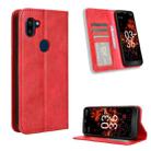 For Orbic Fun+ 4G Magnetic Buckle Retro Texture Leather Phone Case(Red) - 1