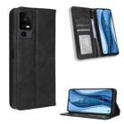 For TCL 40 XE 5G Magnetic Buckle Retro Texture Leather Phone Case(Black) - 1