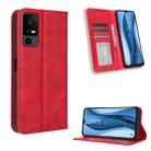 For TCL 40 XE 5G Magnetic Buckle Retro Texture Leather Phone Case(Red) - 1