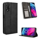 For TCL 50 5G Magnetic Buckle Retro Texture Leather Phone Case(Black) - 1