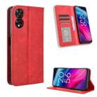 For TCL 50 5G Magnetic Buckle Retro Texture Leather Phone Case(Red) - 1