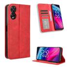 For TCL 50 SE 4G Magnetic Buckle Retro Texture Leather Phone Case(Red) - 1