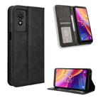 For TCL 501 4G Magnetic Buckle Retro Texture Leather Phone Case(Black) - 1