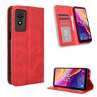 For TCL 501 4G Magnetic Buckle Retro Texture Leather Phone Case(Red) - 1