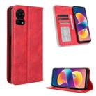 For TCL 50 LE Magnetic Buckle Retro Texture Leather Phone Case(Red) - 1