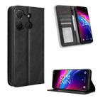 For TCL 503 Magnetic Buckle Retro Texture Leather Phone Case(Black) - 1