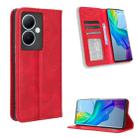For vivo Y78 Plus Magnetic Buckle Retro Texture Leather Phone Case(Red) - 1