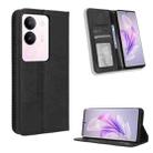 For vivo S17 5G / S17 Pro Magnetic Buckle Retro Texture Leather Phone Case(Black) - 1