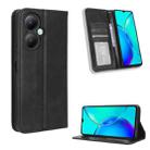 For vivo Y35+ 5G Magnetic Buckle Retro Texture Leather Phone Case(Black) - 1
