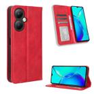 For vivo Y35+ 5G Magnetic Buckle Retro Texture Leather Phone Case(Red) - 1