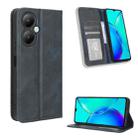 For vivo Y35+ 5G Magnetic Buckle Retro Texture Leather Phone Case(Blue) - 1