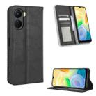For vivo Y16 / iQOO Z7i Magnetic Buckle Retro Texture Leather Phone Case(Black) - 1
