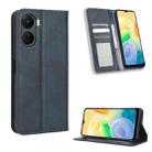 For vivo Y16 / iQOO Z7i Magnetic Buckle Retro Texture Leather Phone Case(Blue) - 1