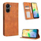 For vivo Y16 / iQOO Z7i Magnetic Buckle Retro Texture Leather Phone Case(Brown) - 1