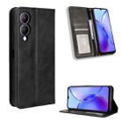 For vivo Y17s 4G Magnetic Buckle Retro Texture Leather Phone Case(Black) - 1